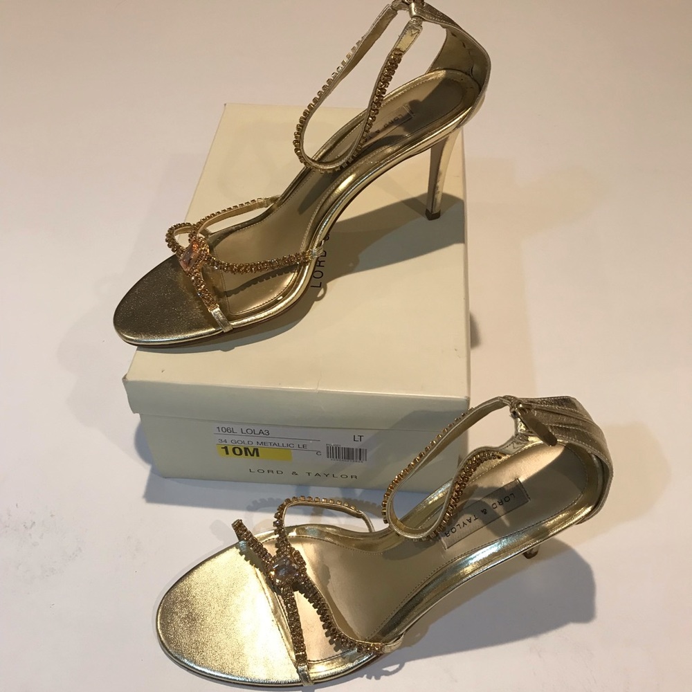 Gold metallic heeled sandals